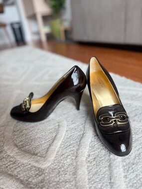 NWOT Coach Patent leather heels - chocolate brown